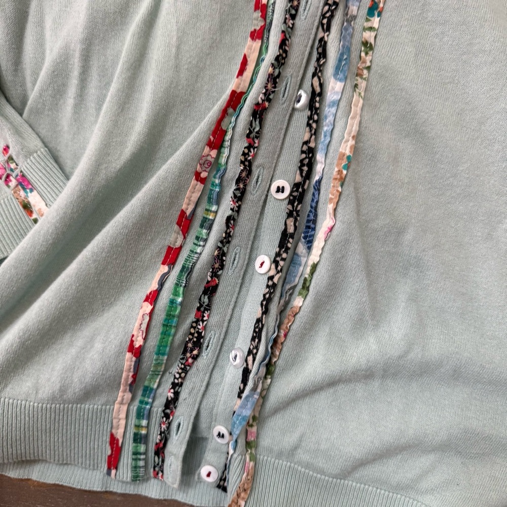 Anthropologie Sparrow Floral Trim Cardigan Sweater Cottagecore Button Front - Picture 4 of 5